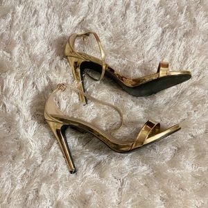 Gold Heeled Sandals Size 8